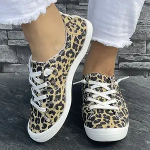 Women'S Leopard Print Flats, Lightweight On Soft Sole Walking Loafers, Low-top Travel Shoes