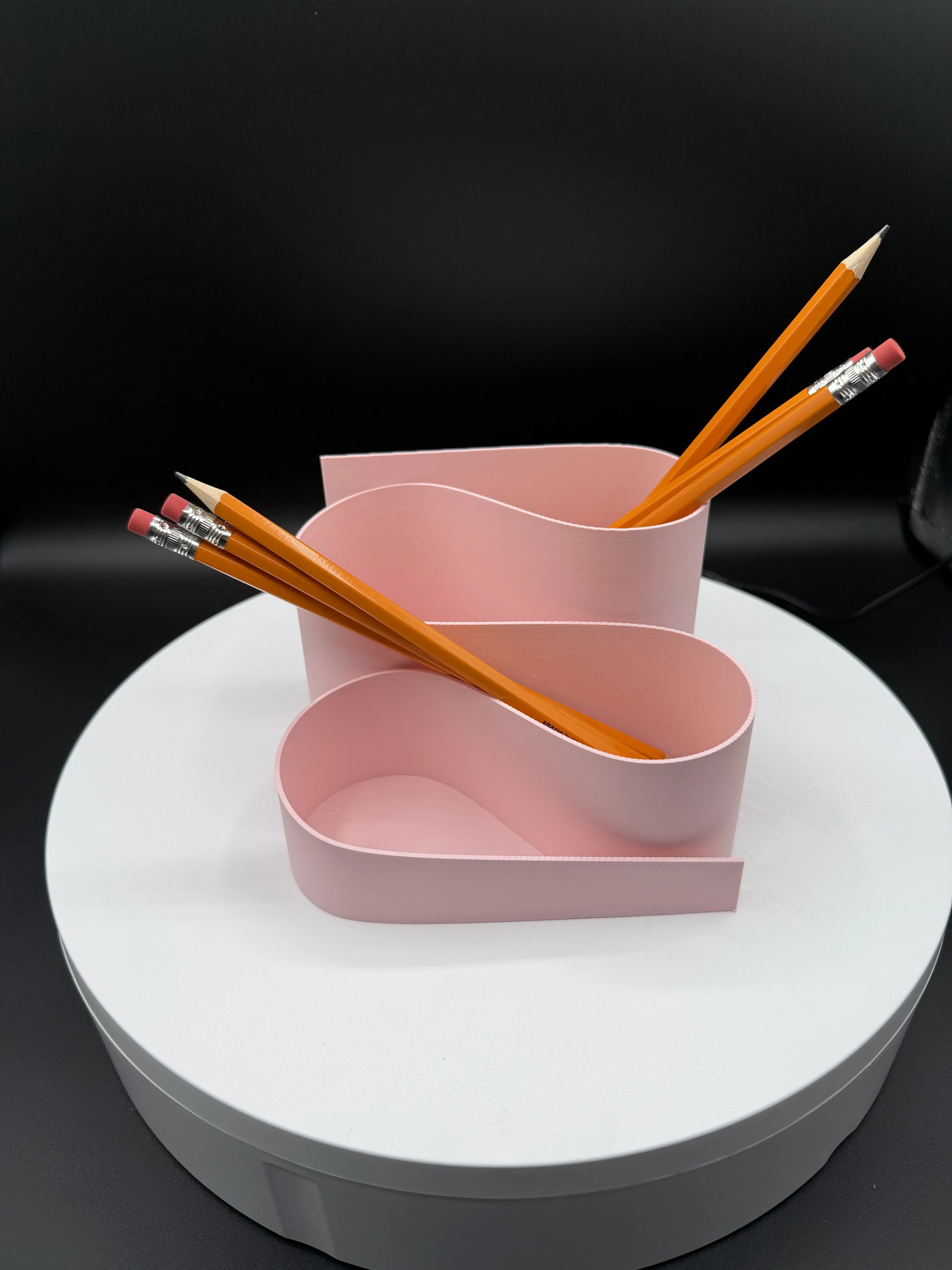 Modern Wave Desk Organizer, 3D Printed Pink Pencil Holder, Minimalist Office Decor, Cute Desk Accessory, Functional Stationery Organizer