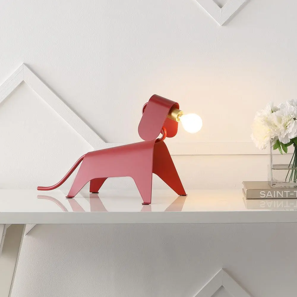 JONATHAN Y Rover Playful Contemporary Industrial Iron Canine LED Table Lamp - Home Decor Light, Playful Contemporary Iron Lamp for Kids, Adults, Bedroom, Living Room, Dorms