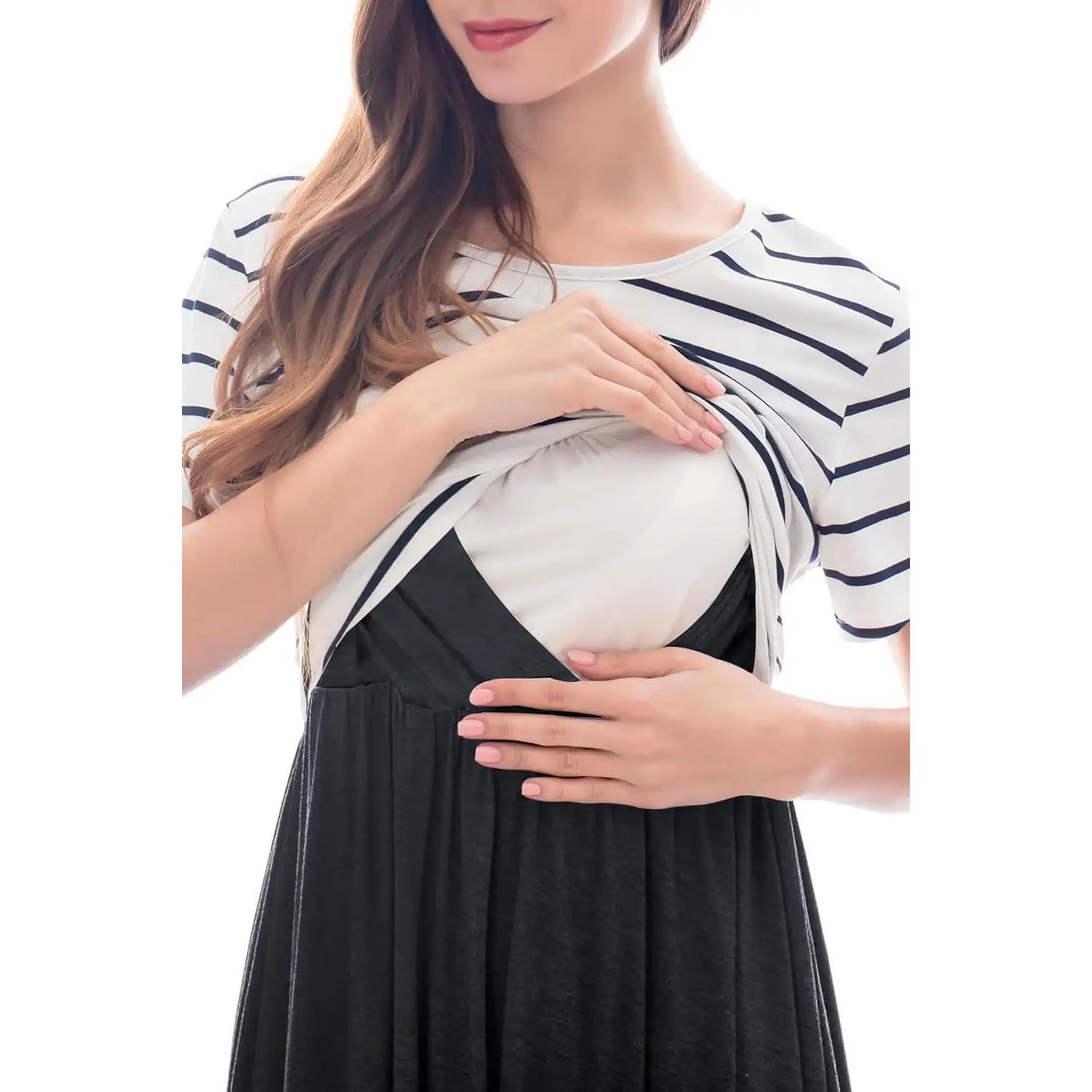 breastfeeding dresses Sudi Etuz STRAPLESS MAXI CORSET DRESS WITH REMOVABLE PUFFY SLEEVES main image 0