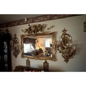 Vintage Ornate Wall Mirror with Candle Holders