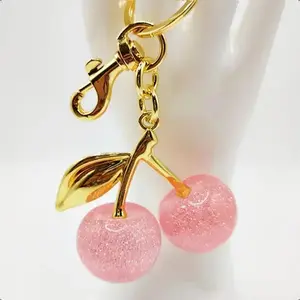 Cute Cherry Design Sparkly Bag Charm, Fashionable BagKeychain for Women & Girls, Trendy All-match & ExquisiteBag Charm for Birthday Gift, Purse Accessories