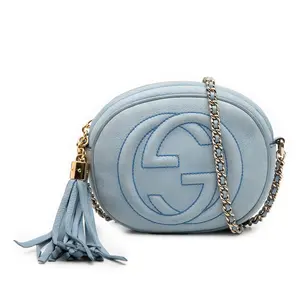 Pre-owned GUCCI Calfskin Shoulder Bags Interlocking G Soho Tassel Leather Chain Shoulder Bag