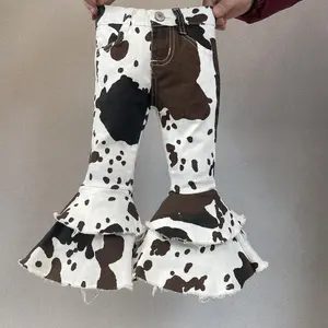 Girl Bell Bottom Jeans Cow Print Girl Jeans Toddler Bell Bottoms Kids Pant