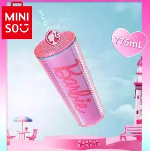 Mug BARBIE Daylight Shine Sippy Cup 775mL, Cute Double-Layer, Portable, Reusable Tumbler, Perfect Gift for Girls, Travel Silicone Water Bottle Stylish Insulated Drinkware