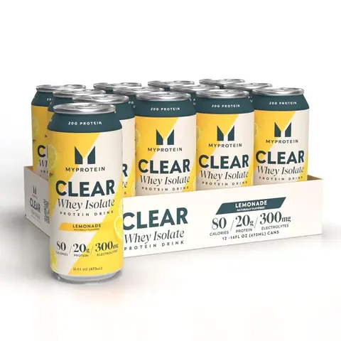 Myprotein Clear Whey Isolate Protein Water Drink (1 Case, 12 Cans) - 20g Protein, 80 Calories, 300mg Electrolytes, 0 Sugar Gym Supplement, Electrolyte Drink Mix, Orange Cream Fruity Juice for Fitness & Health Support