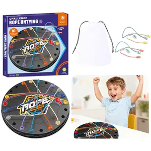 Rope Untangling Puzzle Game DIY Craft Parent-Child Family Educational Strategy Board Game, Multi-Level Logic Brain Teaser Travel Party Puzzle Toy for Kids Adults Christmas Gifts