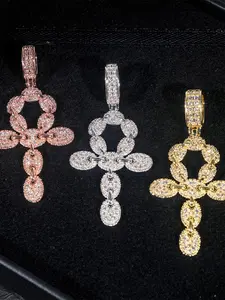 LYEECYEE Fashion Hip-Hop Jewelry Pendant, Cross Pendant Retro Hip-Hop Trendy Streetwear Men's Necklace, the Perfect Gift for Festivals and Parties