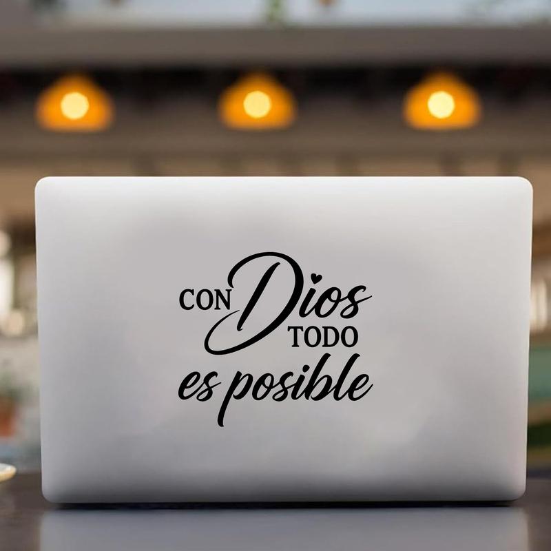 Con Dios Todo Es Posible Spanish Inspirational Faith Decal Cute Durable Vinyl Sticker | Perfect for Cars Windows Bumpers Trucks Motorcycles, Water Bottles, Laptops & Smooth Surfaces | Religious Motivational Decor, Multiple Colors Available, Long-Lasting