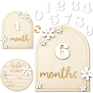 Monthly Milestone Cards with Hello World  Sign, Daisy  Milestone Signs  Monthly Milestone  Discs  Announcement Sign for  Growth Photo Props