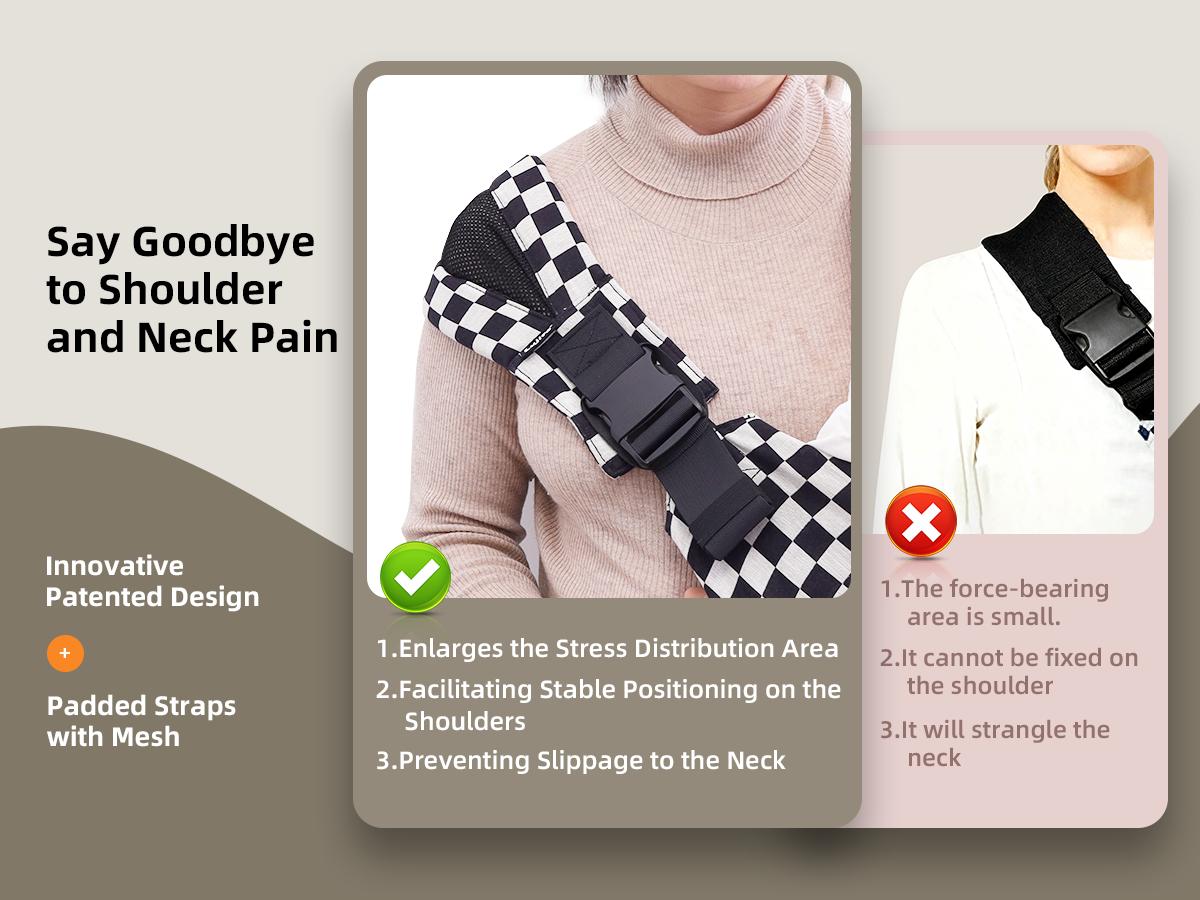 LUJIFO Checkerboard Side Baby Carrier, Lightweight Cotton Linen Sling Carrier for Toddler, Easy Carry Babywearing Essential