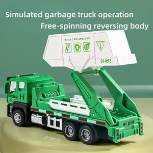 Large Friction Drive Garbage Truck Toy, Durable Alloy Recycling Self-Dump Vehicle, Inertia Slide Car, Stem Education, Indoor Parent-Child Interaction