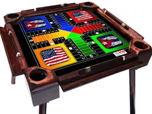 Tablero de Parchís Bilingüe con Banderas de Cuba y Estados Unidos – Estilo Moderno, Colores Vibrantes, Ideal para Regalo o Colección
