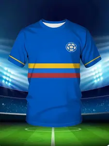 Men's Columbia Style Football Jersey, Breathable Comfort Knit Fabric, All-Over Print Design, Round Neck, Durable Structure, Lightweight Material