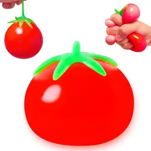 1Pcs Fruit Taba Squishy Toys Tomato Stress Balls for Adults and Kids Squishy Fidget Toy Sticky Sensory Stress Relief Toy Slow Rising Tomato Squishies for Office Classroom Prize Party Favors