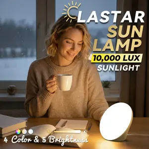 LASTAR Sun Lamp, 10,000 Lux Sunlight Lamp with 4 Color Temperatures & 5 Brightness & 1H Timer, Touch Control Daylight Lamp with Memory Function for Home