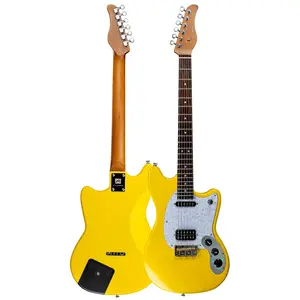 FLAMMA Smart Electric Guitar with APP Battery-Powered All-In-One Cordless Playing Bluetooth Playback OTG Function Headphone Output for Silent Practice Live Performance Streaming Gigs (YELLOW)
