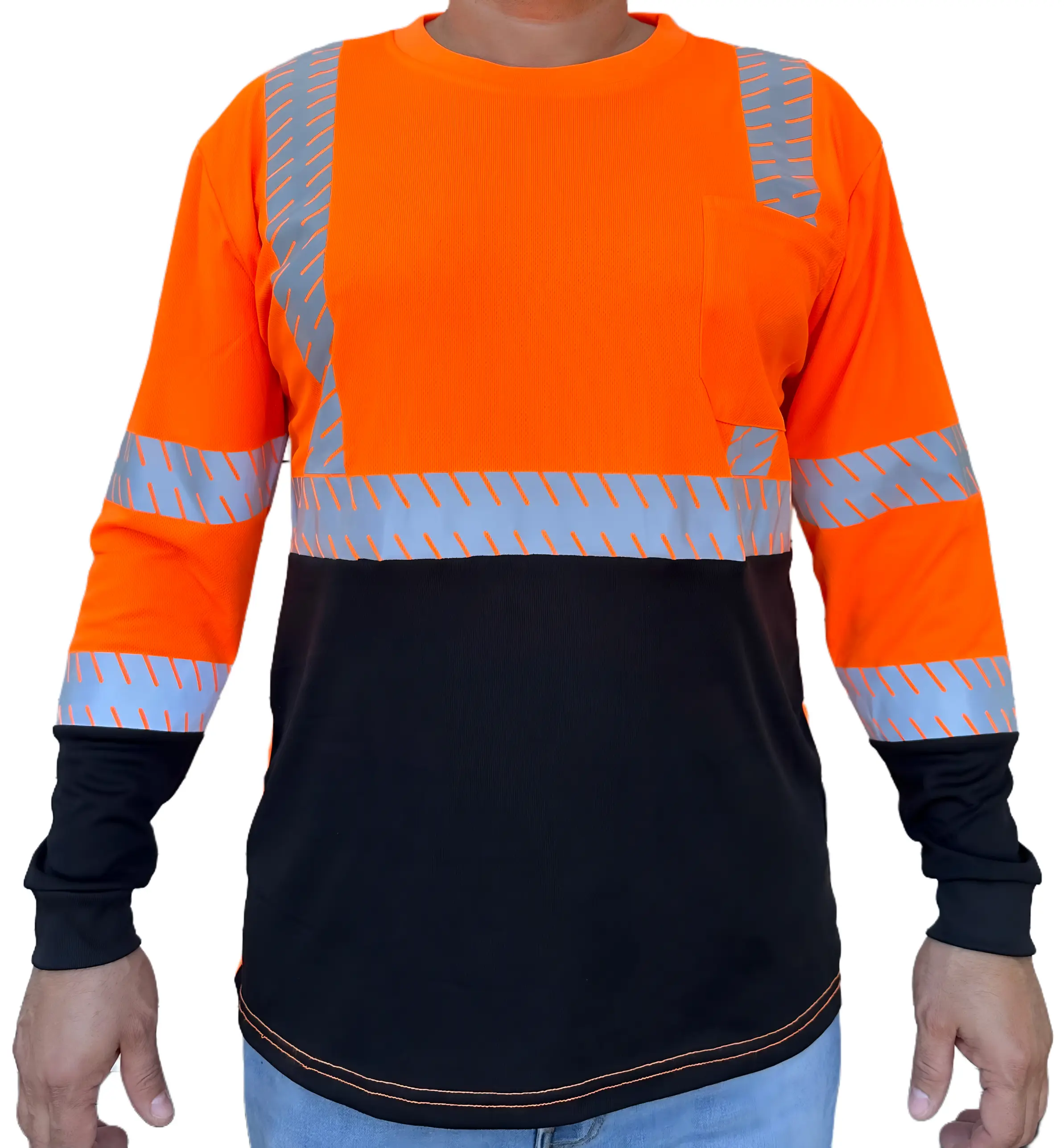Crew Orange Safety Shirt Reflective High Visibility ANSI Class 3/Level 2 Type R