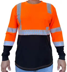 Crew Orange Safety Shirt Reflective High Visibility ANSI Class 3/Level 2 Type R