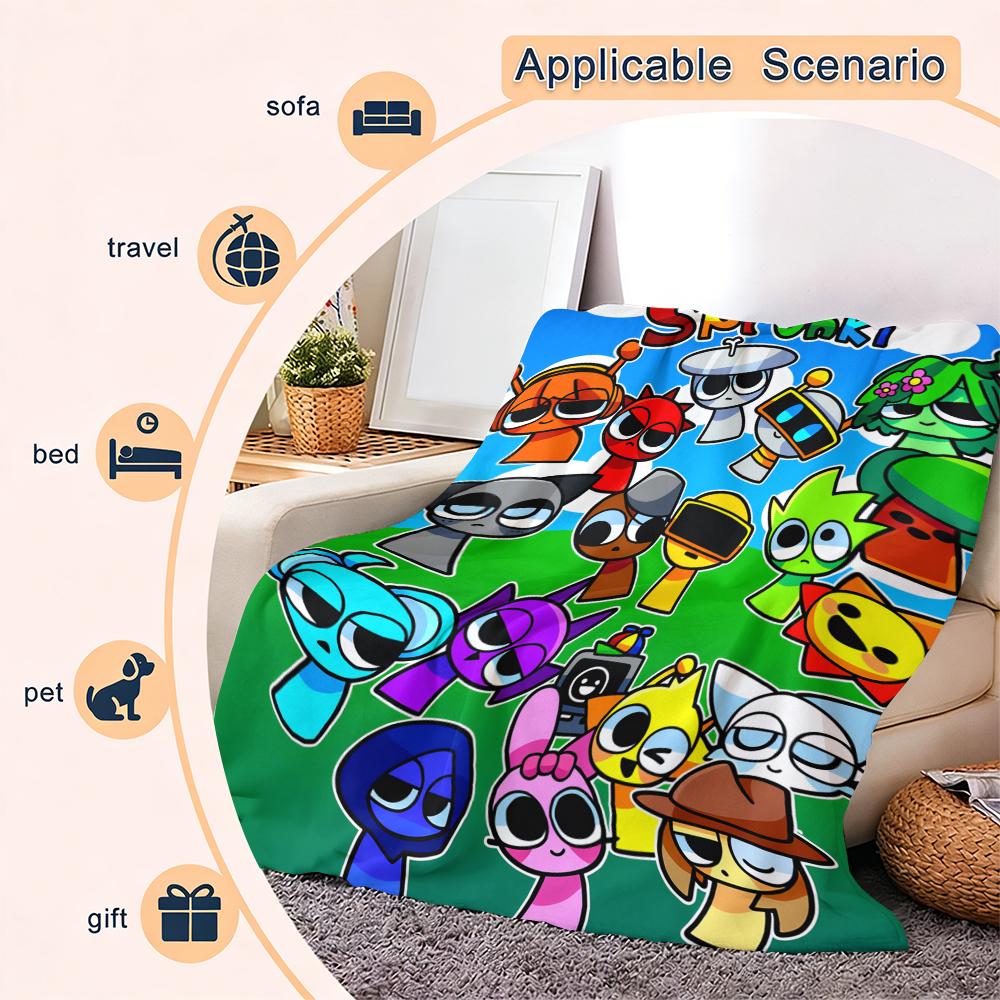 Sprunki Blanket Super Soft Cozy Throw Blankets Suitable for use in offices, sofas, and travel settings, etc.Suitable for all four seasons cozy flannel blanket A gift suitable for fans, friends and children