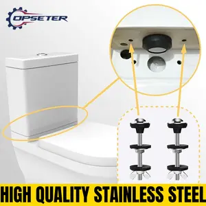 Universal Toilet Seat Bolts Kit Heavy Duty Toilet Tank Bolts Replacement Waterproof Stainless Steel Toilet Seat Screws Rubber Washers Gaskets Extra Long Nut