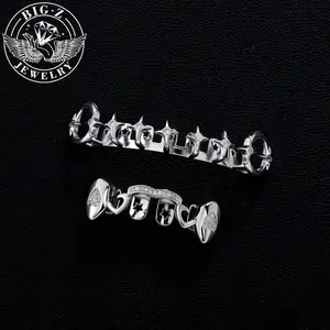【Fashionable and casual】Hip hop star grill jewelry red micro inlaid zircon teeth braces rapper accessories, vampire COS, unisex, Christmas and Halloween costume star accessories, New Year gifts