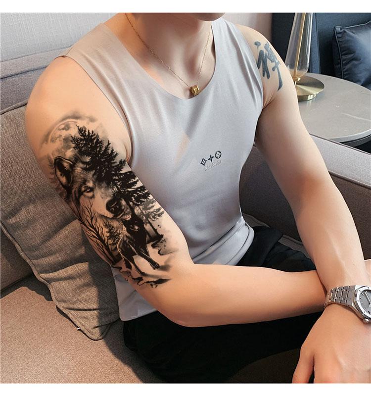 76 Sheets Large-Size Black TemporaryTattoos Stickers,Forearm DesignsFeaturing Tribal Wolf, Tiger, Lion, Owl,Skeleton Skull, Temp Halloween FakeTattoo Stickers, Rose, and Animals Sensitive