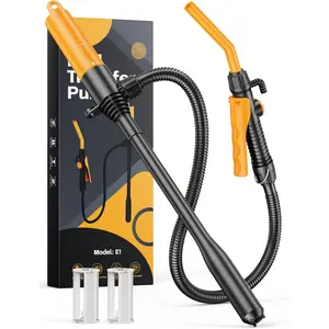 E1 Fuel Transfer Pump Battery Powered 2.6GMP Portable Siphon Pump with Controlled Flow & Leak-Proof 59-Inches Hose for Gasoline Gas Diesel Water