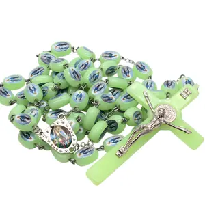 Catholic Angel Virgin Mary Luminous Prayer Religious Rosary Necklace Pendant