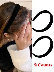 2 Pcs Velvet Hairband Set, Non-Slip Fine Velvet Headbands for Women, Elegant Accessory for Daily Commute and Formal Events