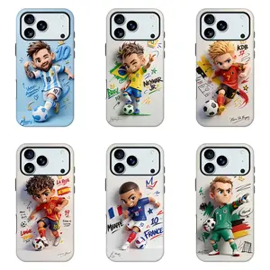 Cute 3D Cartoon Football Superstar Phone Case,Football Superstar   designer   Case, Soccer Player Graffiti Protective Phone CoverFor iPhone11 12 13 14 15 16 17 pro max and Samsung S21-S26 .Perfect for Her/Him Phone Caseslovely stylish gift designer