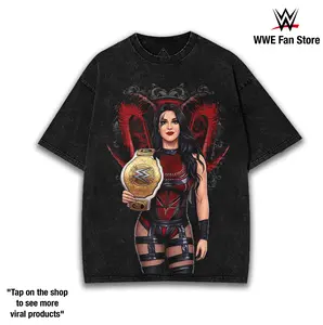 WWE Stephanie Vaquer La Primera Washed T-Shirt, front of shirt | Vintage Graphic Design | Iconic Wrestling Print | Classic Fan Apparel Cotton Fabric Top Day Sweatshirts