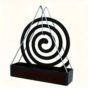 1pc Elegant Triangle Mosquito Coil Holder - Metal Hanging Ash Catcher, No Electricity Needed, Creative Home Incense Burner with Sleek Design for Summer Decor, Incense Holder|Modern Home Decor|Metallic Finish, Mosquito Repellent