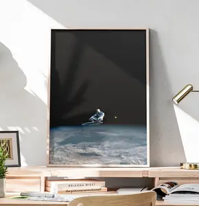 Cosmic Traveler Minimalist Space & Earth Poster | Surreal Wall Art Print