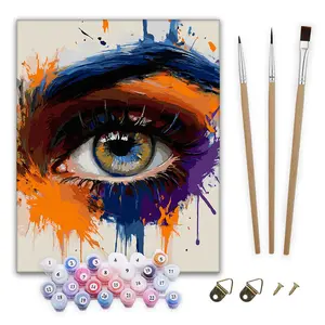 Chromatic Eye  By Numbers Kit, DIY Creative Canvas Painting Watercolor Paint Beginner decor gift