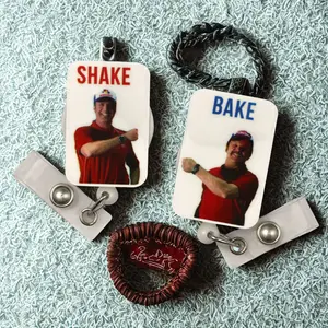 Funny Shake And Bake Movie Quote Sparkly Retractable Badge Reel Cute Acrylic ID Holder For Nurses Doctors Sassy Work Accessory