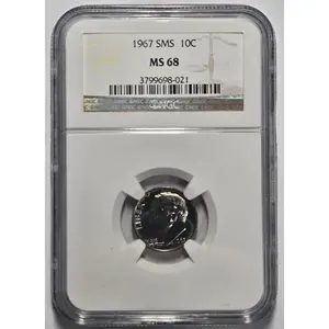 1967 SMS ROOSEVELT DIME (10C) NGC MS 68 Certified Coin