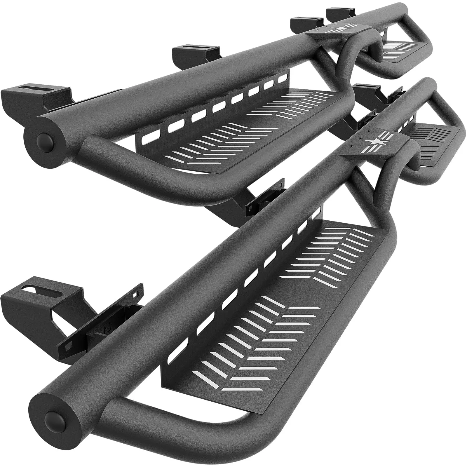 【Yzona】Heavy Duty 2mm Carbon Steel Running Boards, 2-Stairs Design Side Steps with Quick Install Bolt-On Plates, Exceptional Weight-Bearing Capacity Nerf Bars Compatible with 2020-2026 Jeep Gladiator JT 4 Doors,car accessories