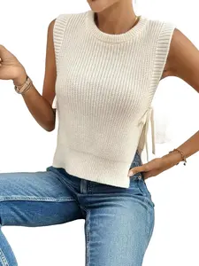 Side Tie Knit Tank Top, Soft Sleeveless Sweater, Comfortable and Stylish, Perfect for Casual Wear, Ladies' Fashion