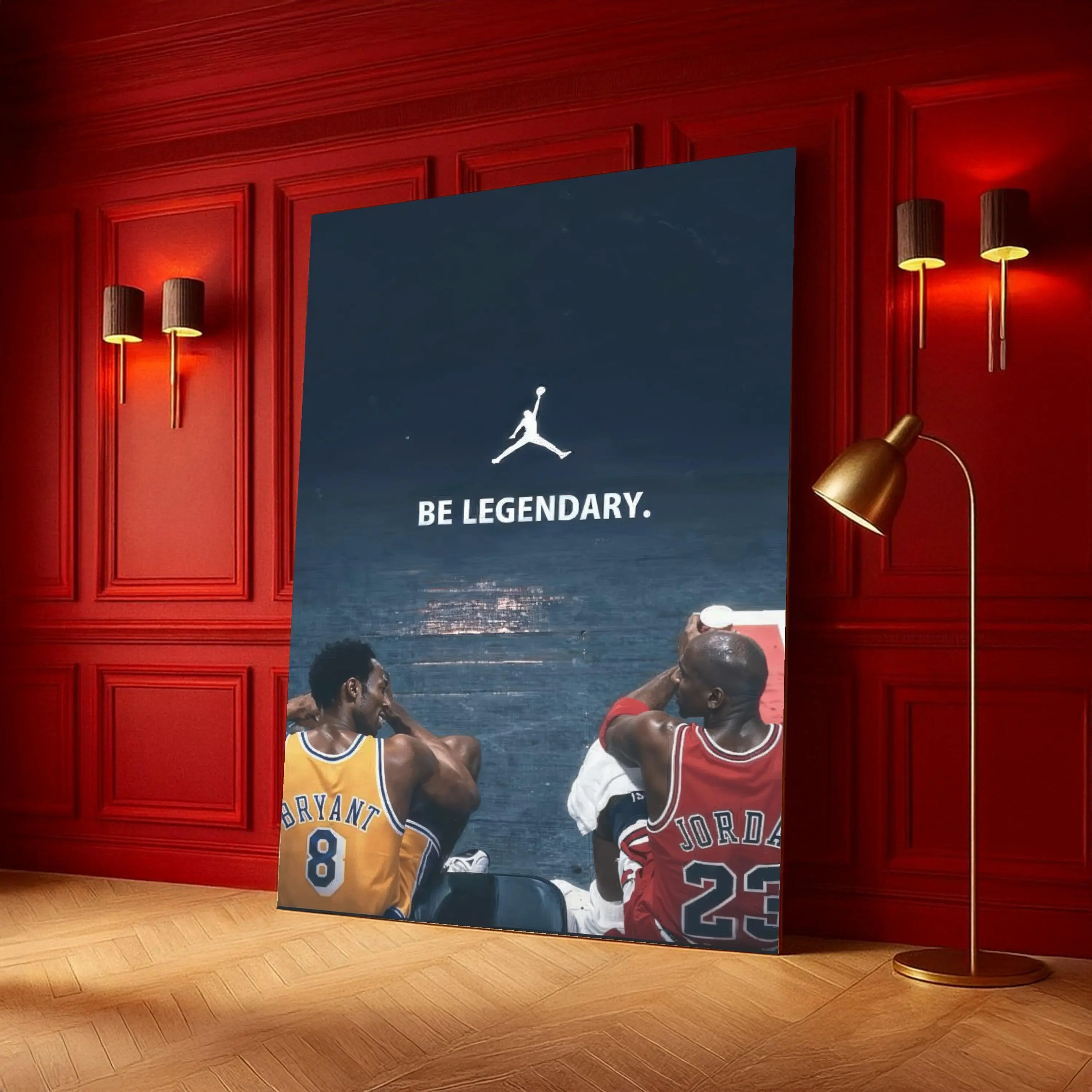 Legendary Basketball Icons Wall Art, Kobe Bryant And Michael Jordan, Inspirational Sports Quote, Be Legendary Wall Decor