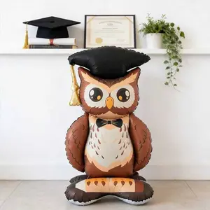 59 Inch Owl Balloon with Base, Graduation Party Decor, Indoor Outdoor Decoration, Graduation Season Theme, Event Atmosphere Enhancer