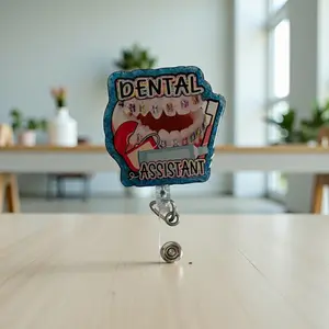 Dental Assistant Badge Reel – Colorful Braces Dental ID Holder