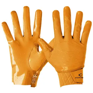 Cutters Rev Pro 5.0 Gold/Yellow Football Receiver Gloves - Air C-TACK Grip, Lightweight Design, All-Weather Performance, Machine Washable