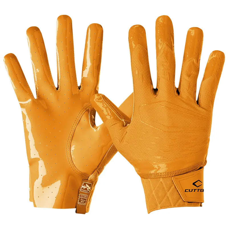 Cutters Rev Pro 5.0 Gold/Yellow Football Receiver Gloves - Air C-TACK Grip, Lightweight Design, All-Weather Performance, Machine Washable