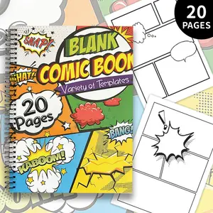 Innovative Upgraded Comic Book Blank Template, Dual Spiral Binding Thick Paper 20 Pages, Creative Sketchbook, Perfect Gift for Christmas Halloween Valentine's Day