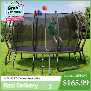 [Spring Sale] AMERLIFE Outdoor Trampoline with Enclosure Net and Ladder, Recreational Trampolines for Kids and Adults, Quick Connect Frame, ASTM Approval-16FT Ships in 2 Boxes/Best Gift Ideas/Christmas Gifts