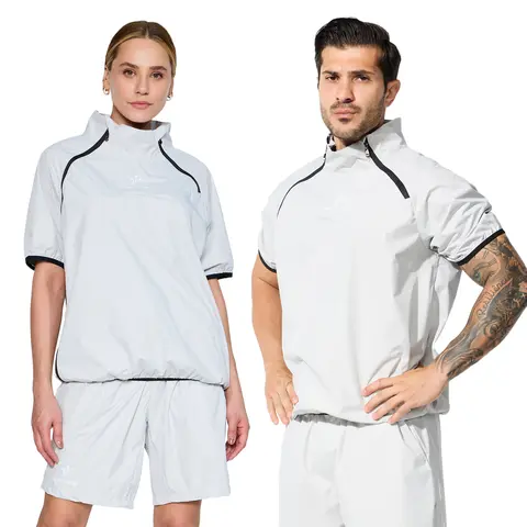 JEVPE Unisex Solid Color Sauna Suit for Boxing & Exercise - Short Sleeve Top & Matching Shorts Set - Casual Sportswear for Autumn Activewear Workout Set Athleisure Clothes