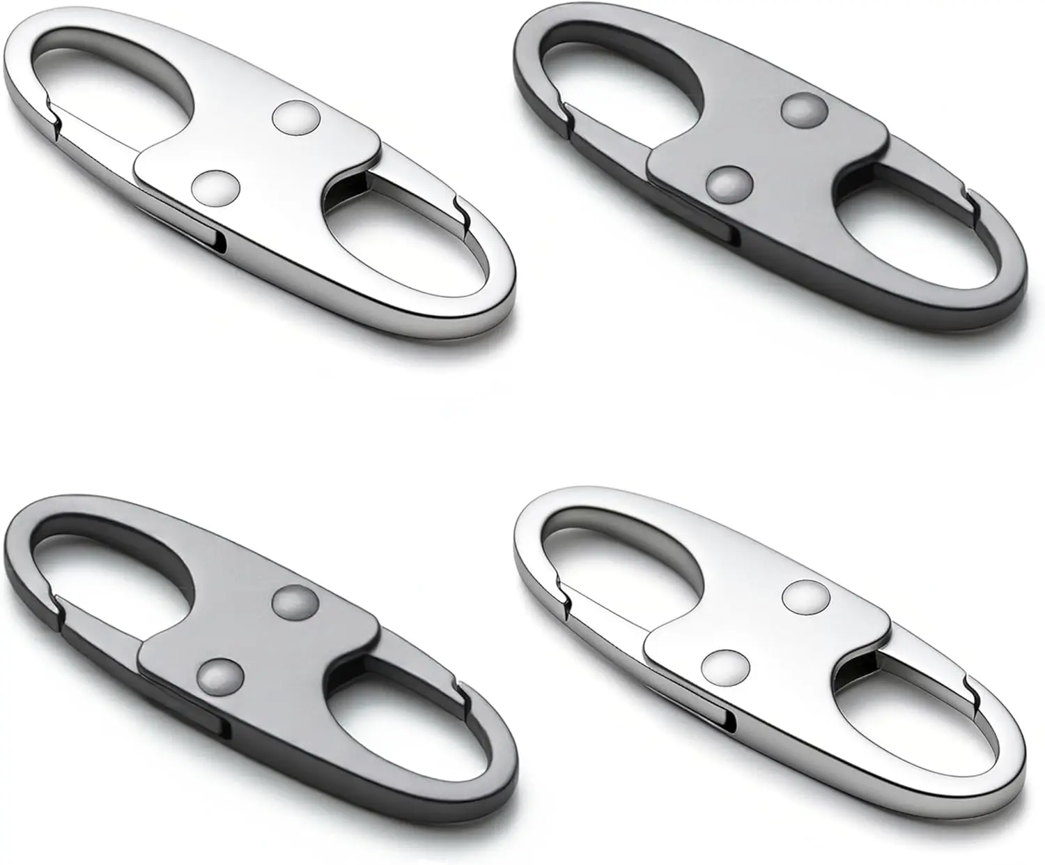 4pcs Zinc Alloy Pocket-Size Anti-Theft Zipper Clips - Sewing Trim Embellishments, Compact Design Bag Security Travel Gear, Commuting Carabiners for Backpacks & Women's Crossbody Bags (2Grey, 2Silver)