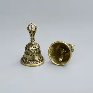 Carved Bronze Bell Hand Held Shaker Exquisite Craftsmanship Soothing Healing Sounds Clapping Handle Ideal for Church Weddings Schools Festive Occasions