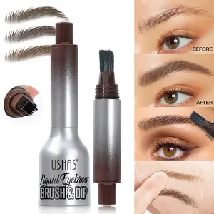 USHAS Angled Brush & Dip Eyebrow Gel, Liquid Eyebrow Brush, Long Lasting Quick Drying, Pressed Wild Eyebrow Pen Makeup Powder
